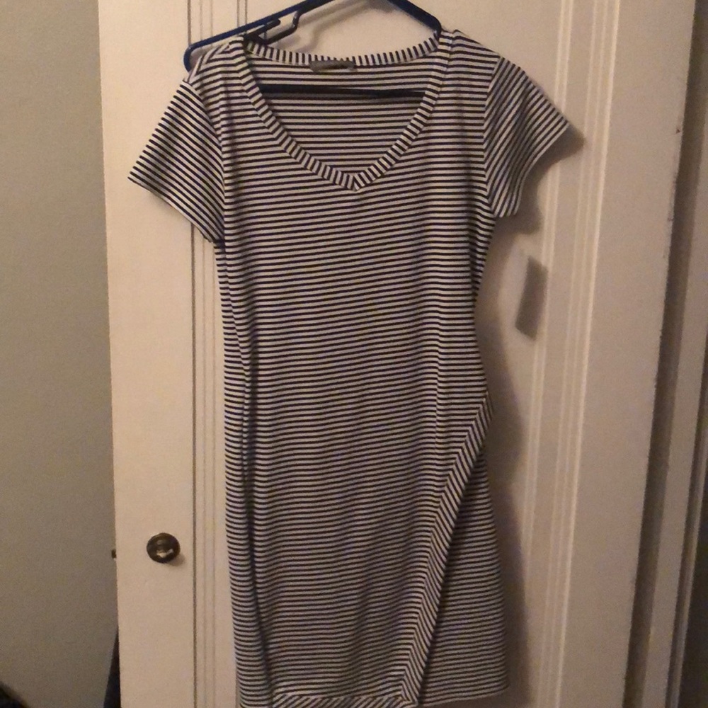 Black and white striped dress